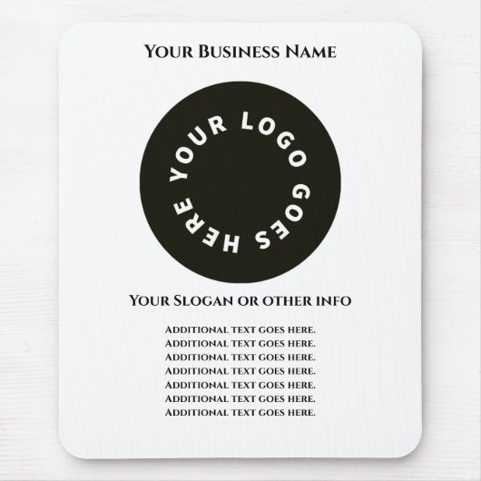 白で自分の文字とロゴを追加 マウスパッド (正面)