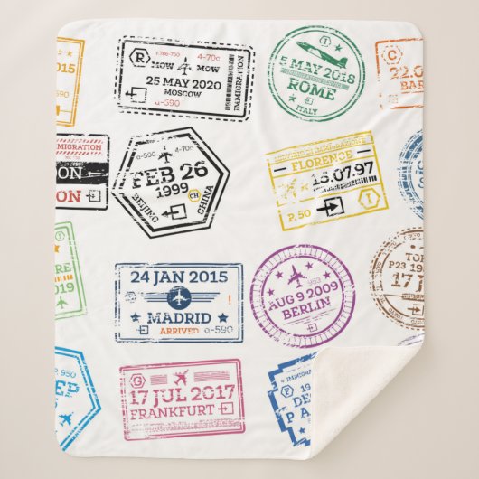 白で隔離されたパスポート切手のコレクション。V シェルパブランケット (正面)