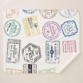 白で隔離されたパスポート切手のコレクション。V シェルパブランケット (正面(横))