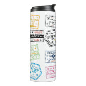 白で隔離されたパスポート切手のコレクション。V タンブラー (回転左)