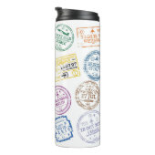 白で隔離されたパスポート切手のコレクション。V タンブラー (回転右)