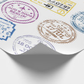 白で隔離されたパスポート切手のコレクション。V ラッピングペーパー (角)