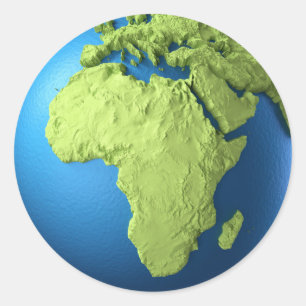 白で隔離される地球3d。 自制心があるアフリカ ラウンドシール