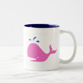 白で青いアンディーのクジラSingletons_pink ツートーンマグカップ