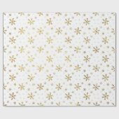 白とかわいらし金ゴールドのクリスマススノーフレーク ラッピングペーパー (フラット)