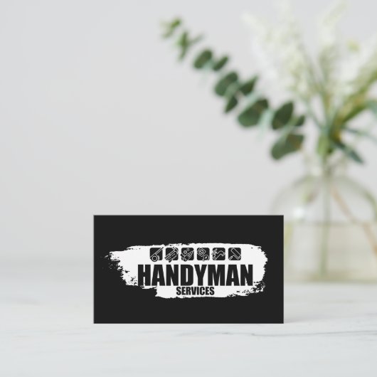 白とアイコン絵を描を扱う 名刺 (スタンド正面)