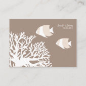 白とアイボリー熱帯魚のシーティングカード プレイスカード (裏面)