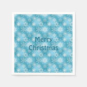白とアクアスノーフレークのクリスマス スタンダードカクテルナプキン (正面)