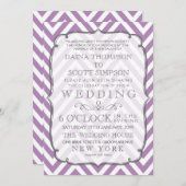 白とアフリカのバイオレットストライプシボ結婚ロン 招待状 (正面/裏面)