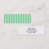 白とエメラルドの縦のストライプ スキニー名刺 (正面/裏面)