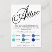 白とエレガントなスクリプトの結婚式衣装 エンクロージャーカード (正面)