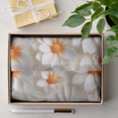 白とエレガントオレンジのフローラテクスチャ 薄葉紙 (ギフト)