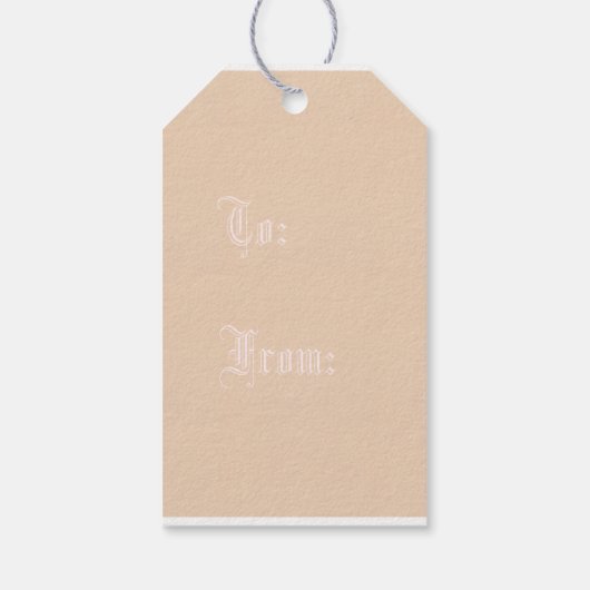 白とエレガントピンクのクラフトクリスマスギフトラベル ギフトタグ (裏面)