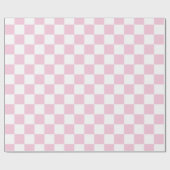 白とエレガントピンクのチェッカーボード ラッピングペーパー (フラット)