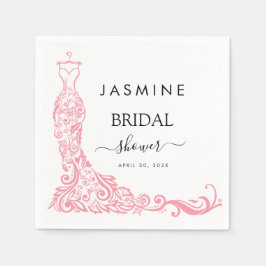 白とエレガントピンクのブライダルシャワーへようこそ スタンダードカクテルナプキン
