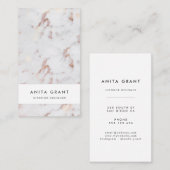 白とエレガントピンクの大理石(縦) 名刺 (正面/裏面)