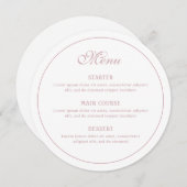 白とエレガント赤面ラウンド メニュー (正面/裏面)