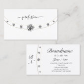 白とエレガント金ゴールドとモノグラムシックイニシャル 名刺 (正面/裏面)