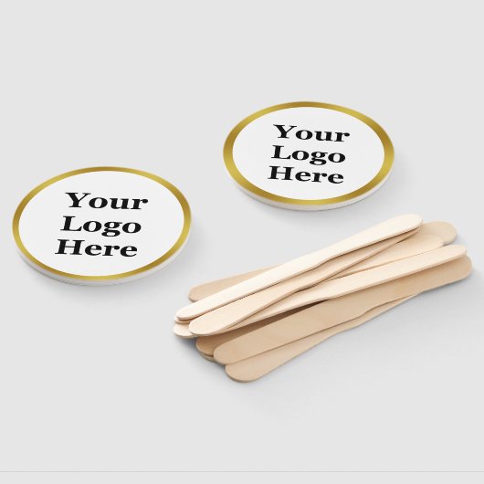 白とエレガント金ゴールドのロゴはこちらテンプレート ハンドファン (組立なし)