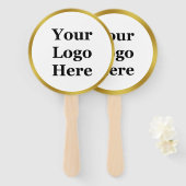 白とエレガント金ゴールドのロゴはこちらテンプレート ハンドファン (正面&裏面)