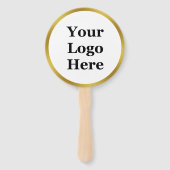 白とエレガント金ゴールドのロゴはこちらテンプレート ハンドファン (正面)