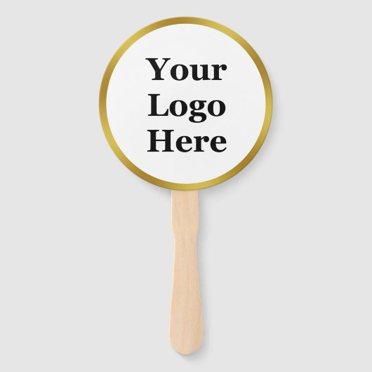 白とエレガント金ゴールドのロゴはこちらテンプレート ハンドファン (正面)