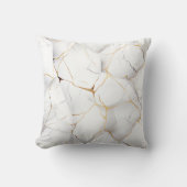 白とエレガント金ゴールドの大理石 クッション (正面)