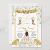 白とエレガント金ゴールドフローラチャラ・ミンス 招待状 (正面)