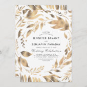白とエレガント金ゴールド離れのロー結婚レル 招待状 (正面/裏面)