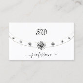 白とエレガント金ゴールド、イニシャルRhinestones 名刺 (正面)