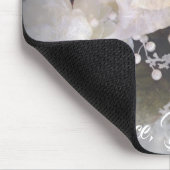 白とエレガント銀のクリスマスポインセチア マウスパッド (コーナー)