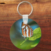 白とオレンジのストライプの蝶 キーホルダー (正面)