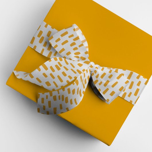 白とオレンジのダッシングドットグログランリボン グログランリボン