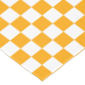 白とオレンジのチェッ市松模様にクコットンダイニング テーブルクロス (アングル)