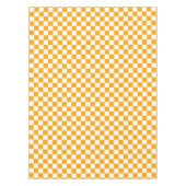 白とオレンジのチェッ市松模様にクコットンダイニング テーブルクロス (正面)