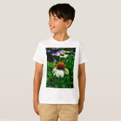 白とオレンジの円錐花 Tシャツ (正面フル)