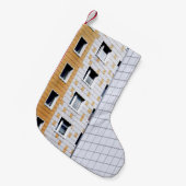 白とオレンジの建物 スモールクリスマスストッキング (正面 (吊り時))
