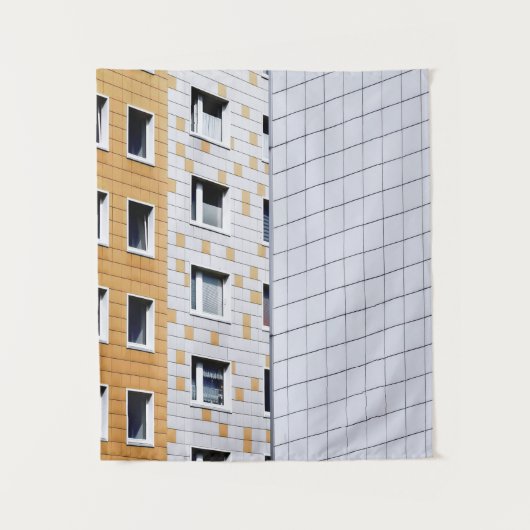 白とオレンジの建物 タペストリー (正面)