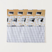 白とオレンジの建物 タペストリー (正面(横))