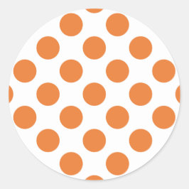 白とオレンジの水玉模様 ラウンドシール
