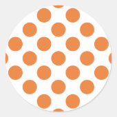 白とオレンジの水玉模様 ラウンドシール (正面)