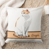 白とオレンジの生姜パーソナライズされた猫 クッション (ブランケット)