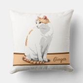 白とオレンジの生姜パーソナライズされた猫 クッション (裏面)
