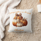 白とオレンジの秋エレガントカボチャ クッション (ブランケット)