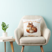 白とオレンジの秋エレガントカボチャ クッション (椅子)