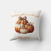 白とオレンジの秋エレガントカボチャ クッション (裏面)