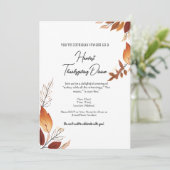 白とオレンジの紅葉シンプル感謝祭 招待状 (スタンド正面)