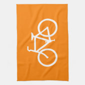白とオレンジの自転車 キッチンタオル (縦)