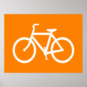 白とオレンジの自転車 ポスター