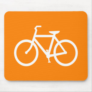 白とオレンジの自転車 マウスパッド